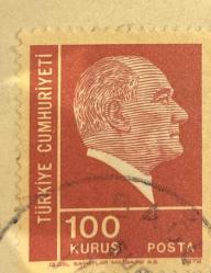Mektup Zarfından Kesilmiş  / Postadan Geçmiş Pul Filateli - Damgalı - ATATÜRK , 100 KURUŞ - Türkiye Cumhuriyeti - Turkish Stamp - NOSTALJİK DOĞUM GÜNÜ HEDİYESİ