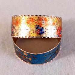 Bakır el işçilikli lüks bilezik -Gustav Klimt - The Kiss - Öpücük 1908