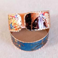 Bakır el işçilikli lüks bilezik -Gustav Klimt - The Kiss - Öpücük 1908