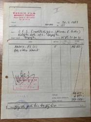 RAKS VİDEO KASET FATURASI - 30 OCAK 1987 - TEKNİK FİLM - MAHMUT ...