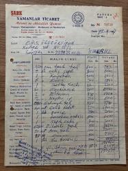 NALBUR MALZEMELERİ FATURASI - 27 EYLÜL 1987 - YAMANLAR TİCARET - MEHMET VE ABDULLAH YAMAN - İNŞAAT MALZEMELERİ - BURSA - OSMAN FAHİR SEDEN, O.F.S. PRODÜKSİYON - BEYOĞLU, İSTANBUL - ISLAK İMZALI, KAŞELİ - 20 x 27 cm EBATLI ORİJİNAL FATURA - TÜRK SİNEMA - FİLM TARİHİ