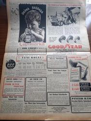 Vatan Gazetesi - 21 Eylül 1953 - Ya Çıkarsa Yazan Ahmet Emin Yalman Köşe Yazısı - Eski Gizli Polis Şefi Beria Rusya'dan Kaçarak Tarafsız Bir Memlekete Sığındı -  Rusya Kuzey Kore İle Bir Anlaşma İmzaladı - Amerika Türkiye Atom Topu Verecek - Suna Kan İdil Biret Konseri Parlak Oldu Fotoğraf - Fenerbahçe Enosis'i 4 0 Mağlup Etti - Fransa Güzeli Sylvaine Carpentier De Avrupa Kraliçesi Tacını Giydi - Kaşgari Kabilesi Şah'a Sadık Olduğunu Bildirdi - Yeşil Gözlü Soledad Yazan Greta Granor Yazı Dizisi - Türk İş'in Komünizmi Tel'in Beyannamesi - Fotoğraflarla Haberler - Afrika'da 4 Ay Yazan Tunç Yalman Yazı Dizisi - İstanbul Kapılarında Fethin Büyük Tarihi Romanı Yazan Feridun Fazıl Tülbentçi Yazı Dizisi - Salgın Filminin Yıldızı Rejisörlül Sahasına Atılan Ali İpar Yaşadığı Sıkıntıları Anlatıyor - Ahmet Rasim 21 Yıl Evvel Bugün Aramızdan Ayrılmıştı - Kore Köprüleri Yazan James Michener Yazı Dizisi - Good Year Lastikleri - Çapamarka - Poker Play Tıraş bıçağı - Bulmaca