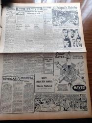 Vatan Gazetesi - 10 Ekim 1953 - Bir İktisadi Anketin Neticeleri 3  Yazan Ahmet Emin Yalman Yazı Dizisi -  Eski Millet Partili Komünist Nihat Yazar'ın Mısır'dan Gelen Sesi - Kıbrıs Müftü Adayı Mehmet Dana Mahkemeye Müracaat Edecek -  Hava Yarışını İngilizler Kazandı - Yüzücü Florence Chadwick Çanakkale'yi Geçti - Yeşil Gözlü Soledad Yazan Greta Granor Yazı Dizisi - Sarıyer Elektrik Santralinden Yalova Da Faydalanacak - Türkistan'dan 1166 Göçmen Gelecek - Devamlı Arap İsrail Gerginliği Yazan Altemur Kılıç - Fotoğraflarla Haberler - Afrika'da 4 Ay Yazan Tunç Yalman Yazı Dizisi - İstanbul Kapılarında Fethin Büyük Tarihi Romanı Yazan Feridun Fazıl Tülbentçi Yazı Dizisi - Kore Köprüleri Yazan James Michener Yazı Dizisi- Olimpiyakos Beyoğluspor Bugün Karşılaşıyor - Milletlerarası Basketbol Müsabakalarının Fikstürü Çekildi - Arı Unları - Gillette Bıçakları - Nebabiş Trençkotları - Vakko Eşarp - Arı Bisküvileri - Derman Ağrı Kesici - Roja Briyantini - Bima Konserveleri - Sümerbank