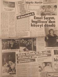 Hafta Sonu Haftalık Aktüalite Sinema Tiyatro Müzik ve Magazin Gazetesi - 9 Mart 1984 - Sayı:11 - Bülent Ersoy'un son çırpınışı... - Sabri Demirdöğen - Muzaffer Özpınar - Perihan Savaş Yeşilçam için zayıflıyor - Kaçak aktör Faruk Peker'i Münih'te yakaladık - Perihan Savaş - İbrahim Tatlıses - Görünmeyen adamın gözüyle - Emel Sayın, İngilizce'den köşeyi döndü - Bekir Çelenk'in ilk eşi, silahların gölgesinde gömüldü... - Kulak çınlaması beyin tümörünün ilk işaretidir - Muazzez Abacı, MDP'nin ağır topunu dava ediyor - Zavallı Tony Curtis - Şeytan tüylü sihirbaz... - Müzeyyen Senar - Safiye Ayla - Ajda Pekkan - Mahmut Kavran - Nihal Şeker - Eurovision'da çatlak sesler ve umut veren gençler - Orhan Gencebay centilmen erkektir - Kemal Sunal ''Biz salak değiliz'' diyor - Meral Tuna - Adnan Şenses - Semiha Yankı'nın kaderi kötü yazılmış - Hayriye Müren, oğlu Zeki Müren'i gördü hayata döndü - Zerrin Özer kararlı - Necla Nazır - Tülin Işık - Güler Arnaz - Selim Soydan - Tam Takım Gazete