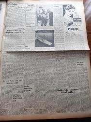 Vatan Gazetesi - 13 Ekim 1953 - İki İngiltere Yazan Ahmet Emin Yalman Köşe Yazısı - General Necip Mısır'ın Zaferi Kazanacağını Söyledi - Yalova Belediye Başkanı Seçilemedi - Yugoslavya Dört Devlet Görüşmesi Teklif Etti - Basketbol Turnuvasında İtalya Avusturya'yı Fransa Da Yugoslavyayı Yendi - Amerika Yunanistan'dan Üs Temin Etti - Daily Mirror Gazetesi Eisenhower'i Tenkid Ediyor - Yeşil Gözlü Soledad Yazan Greta Granor - Odun 16 Liradan Fazlaya Satılmayacak - İşçi Lideri Baghai İran Hükümetini Tenkid Etti -  Tek Kalpli Yapışık İkizler Kurtarılamadı - Boğaziçinde İki Katlı Büyük Asma Köprü - İstanbul Kapılarında Fethin Büyük Tarihi Romanı Yazan Feridun Fazıl Tülbentçi Yazı Dizisi - Sinema Tenkidleri Yazan Atilla İlhan - Bali Paşa Kimdir - Çocuk Köşe Yazısı - İktisat Ve Piyasa - Postahanede 70 Gündür Kalan Paket - İzmir'deki Dokuma Fabrikası Kasım'da Açılacak - Puro Tuvalet Sabunu - Yunan Adalarında Yeni Depremler Oldu - Bima Konserveleri - Bulmaca - İstanbul Ankara İzmir Radyosu