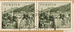 Mektup Zarfından Kesilmiş  / Postadan Geçmiş İkili Pul Filateli - 1961 Damgalı - BURSA, 5 PARA - Türkiye Cumhuriyeti - Turkish Stamp - NOSTALJİK DOĞUM GÜNÜ HEDİYESİ