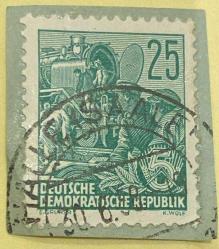 Almanya Pulu - Germany Stamp -  Mektup Zarfından Kesilmiş  / Postadan Geçmiş Pul Filateli - 30.6.1958 Damgalı - ALMAN PULU, 25 PARA - YABANCI PULLAR - NOSTALJİK DOĞUM GÜNÜ HEDİYESİ