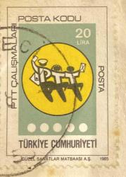Mektup Zarfından Kesilmiş  / Postadan Geçmiş Pul Filateli - Damgalı - PTT ÇALIŞMALARI , 20 LİRA - Türkiye Cumhuriyeti - Turkish Stamp - NOSTALJİK DOĞUM GÜNÜ HEDİYESİ