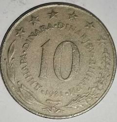 YUGOSLAVYA 19881   10 DİNAR