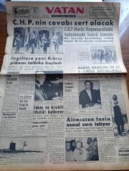 Vatan Gazetesi - 16 Ağustos 1958 - Yeni Ortadoğu Planı Yazanlar Ahmet Emin Yalman Köşe Yazısı - CHP'nin Cevabı Sert Olacak - İngiltere Yeni Kıbrıs Planını Tatbike Başladı - Eski Rus Başbakanı Nikolai Bulganin Sürüldü - Adnan Menderes Bakanlarla Görüştü - Kıbrıs Valisi Foot Doktor Fazıl Küçük ve Rauf Denktaş İle Görüştü - Takas Ve Kredili İthalat Kalkıyor - Türkiye Araplara Yardım Edecek - Kalpaklılar Samim Kocagöz'ün Romanı Yazı Dizisi - Büyükada Su Sıkıntısı Çekecek - Yakup Kadri Karaosmanoğlu Ve Bülent Ecevit İçin Takikat Açıldı - Oktay Akbal Köşe Yazısı - Emil Galip Sandalcı Köşe Yazısı - Denizcilik Bankası Heyeti Dün Londra'dan Yurda Döndü - Kalbimin Sahibi Yazan Nihal Yeğinobalı Yazı Dizisi - Burç Falı - Ev Kadın Moda - Avrupa Atletizm Şampiyonasının Hikayesi Yazan Cemal Saltık - Haftanın Maçı Fenerbahçe Karagümrük - 13 . İstanbul Enternasyonal Tenis Turnuvası - Öz Fatih Kulübü Kongresi - Türkiye Yüzme Birinciliği 4 Yeni Rekorlar Başladı - Rekor Kıran Yüzücü Semin Tengiz