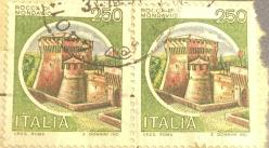 İtalya Pulu - Italy Stamp - Mektup Zarfından Kesilmiş  / Postadan Geçmiş İkili Pul Filateli - Damgalı - İTALYAN PULU, 250 PARA - YABANCI PULLAR - NOSTALJİK DOĞUM GÜNÜ HEDİYESİ