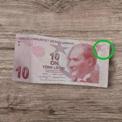 HATALI BASIM 10 TL 9.EMİSYON 6.TERTİP HATALI YERİ İŞARETLENMİŞTİR