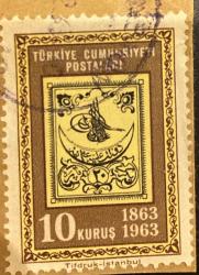 Mektup Zarfından Kesilmiş  / Postadan Geçmiş Pul Filateli - Damgalı - 100. YIL Temalı Pul 1863-1963, 10 KURUŞ - Türkiye Cumhuriyeti - Turkish Stamp - NOSTALJİK DOĞUM GÜNÜ HEDİYESİ