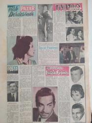 Pazar Haftalık Aktüalite Sinema Tiyatro Müzik ve Magazin Dergisi - 21 Mayıs 1961 - Sayı:243 - Kadınlar Pansiyonu çizgi romanı - Şundan bundan - Kibar Hırsız çizgi romanı - Çemişkezek Ekspresi - Çalışkan İnsanlar - Fakir Zenginler - Maria Schell - Joan Fontaine - Farah Diba - Siyahlı Dul - Müzik Kulübü - Fecri Ebcioğlu - Mafsallarınızı koruyunuz - Hanımlarla Başbaşa - Zeynep Berk - Gary Cooper de öldü - Güneş Sistemi - Vakvaka kardeş, Boncuk, Tilki Amca ile Tavşan Kardeş ve Miki Fare çizgi romanı - Adam olmak başka - Alışveriş nasıl başladı? - Define Adası - Merdivendeki Kız - Çılgın Aşıklar - Beyaz Perde - İki Orduda Döğüştüm - Aşkı Elinizden okuyabilirsiniz - Yenilmez Yumruk Ben Bolt - Aira Cobra - Aşktan da üstün - Genç Kız Kalbi ve Uçan Adam Çizgi romanı - Merdivendeki kız - Neşe Tandoğan - Reşit Baran - Kemal Bekir - Alev Özgün - Mücap Ofluoğlu - Mualla Fırat - Göksel Arsoy - Fikret Hakan - Özdemir Birsel - Ayhan Işık - Belgin Doruk - Sanat Festivali - Tam Takım Dergi