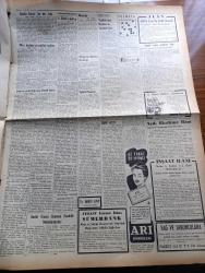 Vatan Gazetesi - 1 Ağustos 1953 - Kasım Gülek'e Mektup Yazan Ahmet Emin Yalman Köşe Yazısı - Memurların Aylıklarında Artma Temin Edilecek - Başbakan Adnan Menderes İzmir'de - Senatör Robert Taft Dün Öldü - Ankara'da Kasaplar Et Satmıyor - Ruslar Bir Amerikan Uçağını Düşürdüler - Eroin Ve Esrarcılığa Yok Edecek Yürürlüğe Girdi - Samsun Limanının İnşası İhale Edildi - Kıbrıs Başpiskoposu Makarios Komünistlerle İşbirliği Yapıyor - Yeşilköy Hava Meydanı Ve Terminal Binası Yazan İsmail İşmen - İçimizdeki Şeytan Yazan Raymond Radiguet Yazı Dizisi - Boğaziçinde Yapılacak Asma Köprü 60.000.000 Dolara Çıkacak - Yunanlı Atletler Dün Şehrimize Geldi - Yarın Yapılacak Olan Konkurhipikler - Sanat Hayatının 27. Yılında Talat Artemel - Müzik Dünyasından Yehudi Menuhin - İstanbul Radyosunun Öğle Yayınları - Arı Bisküvileri - Consul Yazı Makineleri - Muayyen Zamanlardaki Sancılara Karşı Gripin - Makina Kimya Endüstrisi Diskleri - Air France - Puro Tuvalet Sabunu - Emlak Bankası - Doğubank - Bulmaca