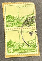 Mektup Zarfından Kesilmiş / Postadan Geçmiş İkili Pul Filateli - Damgalı - NEVŞEHİR, 5 PARA - TÜRKİYE CUMHURİYETİ, NOSTALJİK DOĞUM GÜNÜ HEDİYESİ