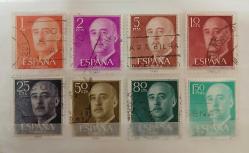 İspanya Damgalı Pullar 1954-1956, 8 Adet Karışık General Franco Pulları. (Corecos).