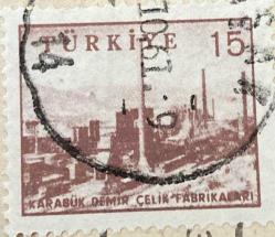 Mektup Zarfından Kesilmiş  / Postadan Geçmiş Pul Filateli - 10.1961 Damgalı - KARABÜK DEMİR ÇELİK FABRİKASI, 15 PARA - Türkiye Cumhuriyeti - Turkish Stamp - NOSTALJİK DOĞUM GÜNÜ HEDİYESİ
