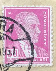 Mektup Zarfından Kesilmiş  / Postadan Geçmiş Pul Filateli - 1951 Damgalı - ATATÜRK, 30 KURUŞ - Türkiye Cumhuriyeti - Turkish Stamp - NOSTALJİK DOĞUM GÜNÜ HEDİYESİ