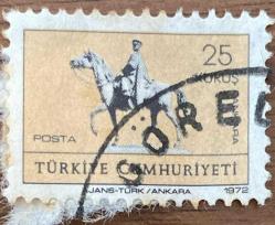 Mektup Zarfından Kesilmiş  / Postadan Geçmiş Pul Filateli - Damgalı - ATLI ATATÜRK ANKARA , 25 KURUŞ - Türkiye Cumhuriyeti - Turkish Stamp - NOSTALJİK DOĞUM GÜNÜ HEDİYESİ