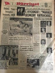 HÜRRİYET GAZETESİ 5 MAYIS 1967 YIL :20 SAYI :6829---İnönü :Eski hesaplar kapandı ,dedi ---Yunanistan  da Solcu Belediye Reisi ve Kaymakamlar Azlediliyor ---T.Fevzioğlu  :Mahalli Seçimlerle Katılacağız ---Aynı anda bacaklarına felç gelen ikizler ameliyat edilecek ---Seni sevmiyorum ,diyen 6 yaşındaki çocuğunu işkence  yaparak öldürdü ---Adana İl Başkanı ile beraber 15 kişi CHP den istifa etti ---Türk işçileri ,pahalı kumaşları parça halinde  yurda  sokuyor ---Doğumu kontrol haplarını polis  aldığı  için  nümayişçi kadınlar hamile  kalmaktan korkuyor ---Türkiye -Belçika ---Galatasaray Takımımızın Avrupa Şampiyonalarındaki en iyi derecesi 3. lük ---Adanır : Vefa ya  bir puan verirsek  şampiyonluktan oluruz ---Fenerbahçe şampiyonluğa  daha yakın ---Sesli Elbiseler  --İlk seyyar hastane ---Yaşlı kadın komşusunun çocuğunu zehirlendi ---Hacıhüsrevliler üçer yıla mahkum olunca önce halime  saldırıp beddua ettiler ,sonra da hapse gitmemek için  jandarmaları taşladılar ----