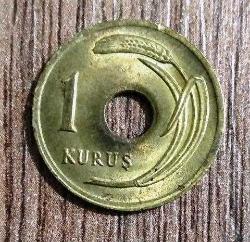 1 KURUŞ 1948 pirinç delikli madeni parası Türk Lirası İsmet İnönü dönemi para (58)