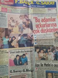13 Eylül 1986 - Günaydın Gazetesi - Fenerbahçe - Galatasaray maçı kaç kaç bitecek? - Müzik içki kadın ve futbolcular - Erhan Önal - Teknik Direktör Derwall futbolcusunu savundu ''Erhan'ı kadro dışı bırakmam'' - Apo ile Metin'e ceza yok - Gazete tam değil kupürüdür - 40x56cm ebatındadır..