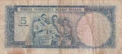 Türkiye, 5 Lira, 1961, VF, p173a, 5.Emission