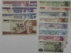 7 EMİSYON 10 LİRA'DAN 1.000.000'NA KADAR SET ÇİL 10.000 -100.000 LİRA ÇİLALTI