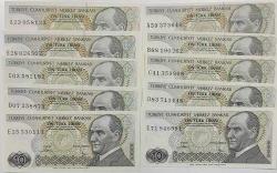 6 EMİSYON 10 LİRA SERİ A-B-C-D-E- A-B-C-D-E HARF TAKIMI ÇİL 2 SET
