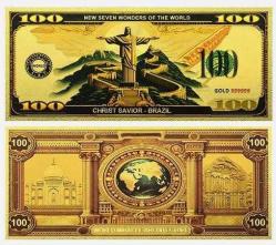 Altın Varak 100 Dolar, Dünyanın yedi Harikası serisi, Brazilya Kurtarıcı İsa, Koleksiyonluk