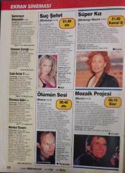 SABAH GAZETESİ-YENİ-YENİ TV GUİDE DERGİSİ-MODERN TV DERGİSİ-26 NİSAN-2 MAYIS-1997-KAPAK-FOTOĞRAF-RÖPORTAJ-MAHMUT CEVHER'IN GECIKEN RANDEVUSU-TONY CURTIS VE KIZLARI-RAUF TAMER-GÖZUCUYLA-İSTANBUL2CULAR-KEREM DEMIRCIOĞLU*IŞIK KADIRIOĞLU-ORHAN AYHAN-SUNA'NIN KAAN'I-SUNA YILDIZOĞLU-OSTALJİ-HANDE ATAIZI-OKAY GÖÇER-TELE TEMPO-SUÇ ŞEHRI-SÜPER KIZ-ÖLÜMÜN SEDI-MOZAIK PROJESI-VE TANRILAR ÇILDIRIDI-HERKESIN KEYFI YERINDE-IKINCI YAŞAM-MERDIIVEN ALTINDAKILER-BOOMERANG-DİŞİ ŞEYTAN-EŞEK DERISI-MEHMET ALİ ERBİL-ALTINA HÜCUM-MAZIDEKI KADIN-BAHAR ÖZTAN-SABAH ŞEKERLERİ-EBRU CÜNDÜBEYOĞLU-KANLI DENIZ-HALE SOYGAZI