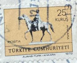 Mektup Zarfından Kesilmiş  / Postadan Geçmiş Pul Filateli -Damgalı - ATLI ATATÜRK ANKARA, 25 KURUŞ - Türkiye Cumhuriyeti - Turkish Stamp - NOSTALJİK DOĞUM GÜNÜ HEDİYESİ