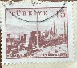 Mektup Zarfından Kesilmiş  / Postadan Geçmiş Pul Filateli - Damgalı - KARABÜK DEMİR ÇELİK FABRİKASI, 15 PARA - Türkiye Cumhuriyeti - Turkish Stamp - NOSTALJİK DOĞUM GÜNÜ HEDİYESİ