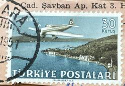 Mektup Zarfından Kesilmiş  / Postadan Geçmiş Pul Filateli - 1951 Damgalı - İSTANBUL TEMALI PUL , 30 KURUŞ - Türkiye Cumhuriyeti - Turkish Stamp - NOSTALJİK DOĞUM GÜNÜ HEDİYESİ