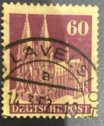Almanya Pulu - Germany Stamp -  Mektup Zarfından Kesilmiş  / Postadan Geçmiş Pul Filateli - 14.3.1952 Damgalı - ALMAN PULU, 60 PARA - YABANCI PULLAR - NOSTALJİK DOĞUM GÜNÜ HEDİYESİ