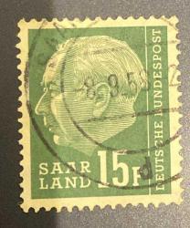 Almanya Pulu - Germany Stamp -  Mektup Zarfından Kesilmiş  / Postadan Geçmiş Pul Filateli - 8.9.1958 Damgalı - ALMAN PULU, 15 PARA - YABANCI PULLAR -NOSTALJİK DOĞUM GÜNÜ HEDİYESİ