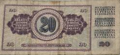 Yugoslavya 1974 20 Dinar Orjinal Yabancı Kağıt Para