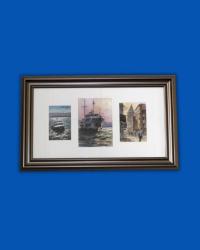 Ömer Muz'dan İmzalı 3 Adet Suluboya Resim / 40 x 65 cm Çerçevesinde