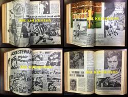 MODERN SPOR DÜNYASI DERGİSİ,  1972 YILINDAN İLK 15 SAYISI ve Devir  HAFTALIK OLAYLAR DERGİSİ, 1972-1973 YILLARINDAN 5 SAYI - HEPSİ BİR CİLT İÇİNDE - PELE İSTANBUL'DA - 1972 GAZİ KOŞUSUNU AKKOR ''EKREM KURT'' İLE KAZANDI - FENERBAHÇE, GALATASARAY, BEŞİKTAŞ FUTBOL TAKIMLARIYLA İLGİLİ HABERLER - OTOMOBİL ve AT YARIŞLARI - CELAL SANDAL - HINCAL ULUÇ - CASSIUS CLAY - JACKIE STEWART, UÇAK İSKOÇYA'LI - GÜNDÜZ KILIÇ - 1972 EGE RALLY'Sİ - PIERRE LEVEGH - ALTIN ÇOCUK RIVERA - SELAHATTİN BEYAZIT - DEBBIE VAN KIEKBELT - JOE FRAZIER - BÜLENT GİZ - JIM JEFFIERS - DİDİ - KIRKPINAR NAZMİ UZUN - BÜYÜK BOKSÖR ROCKY MARCIANO - RIFAT ÇALIŞKAN - MÜLLER - GEORGE BEST - ELLEN TITTEL - EMERSON FITTIPALDI - DE LILLO ''MEZZOFONDO'YU KURTARALIM, ÖLÜM YARIŞI - BOTELLO GIULIO JULINHO - HEIDE ROSENDHAL - NETZER - MARK SPITZ - RUGGIRELLO - MARCEL CERDAN - GEORGIO ABRAMS - JOKEYLER ORHAN KANDUR ve KAZIM YILDIZ, SÜLEYMAN AKDI - GORDON BANKS - DIETRICH - SÜLEYMAN DEMİREL - HÜLYA KOÇYİĞİT - EKREM BORA - FATMA BELGEN