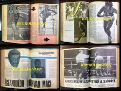MODERN SPOR DÜNYASI DERGİSİ,  1972 YILINDAN İLK 15 SAYISI ve Devir  HAFTALIK OLAYLAR DERGİSİ, 1972-1973 YILLARINDAN 5 SAYI - HEPSİ BİR CİLT İÇİNDE - PELE İSTANBUL'DA - 1972 GAZİ KOŞUSUNU AKKOR ''EKREM KURT'' İLE KAZANDI - FENERBAHÇE, GALATASARAY, BEŞİKTAŞ FUTBOL TAKIMLARIYLA İLGİLİ HABERLER - OTOMOBİL ve AT YARIŞLARI - CELAL SANDAL - HINCAL ULUÇ - CASSIUS CLAY - JACKIE STEWART, UÇAK İSKOÇYA'LI - GÜNDÜZ KILIÇ - 1972 EGE RALLY'Sİ - PIERRE LEVEGH - ALTIN ÇOCUK RIVERA - SELAHATTİN BEYAZIT - DEBBIE VAN KIEKBELT - JOE FRAZIER - BÜLENT GİZ - JIM JEFFIERS - DİDİ - KIRKPINAR NAZMİ UZUN - BÜYÜK BOKSÖR ROCKY MARCIANO - RIFAT ÇALIŞKAN - MÜLLER - GEORGE BEST - ELLEN TITTEL - EMERSON FITTIPALDI - DE LILLO ''MEZZOFONDO'YU KURTARALIM, ÖLÜM YARIŞI - BOTELLO GIULIO JULINHO - HEIDE ROSENDHAL - NETZER - MARK SPITZ - RUGGIRELLO - MARCEL CERDAN - GEORGIO ABRAMS - JOKEYLER ORHAN KANDUR ve KAZIM YILDIZ, SÜLEYMAN AKDI - GORDON BANKS - DIETRICH - SÜLEYMAN DEMİREL - HÜLYA KOÇYİĞİT - EKREM BORA - FATMA BELGEN