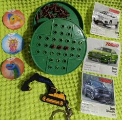 Nostaljik ürünler solo test hareketli dinozor kartları turbo 2 sakız ciklet araba kağıtları kepçe dozer anahtarlık set koleksiyon dekor tasarım hediye vintage retro aksesuar süs