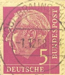 Almanya Pulu - Germany Stamp -  Mektup Zarfından Kesilmiş  / Postadan Geçmiş Pul Filateli - 1.2.1958 Damgalı - ALMAN PULU, 90 PARA - YABANCI PULLAR -NOSTALJİK DOĞUM GÜNÜ HEDİYESİ