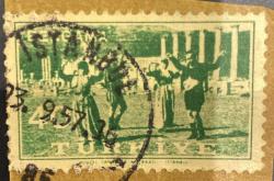 Mektup Zarfından Kesilmiş  / Postadan Geçmiş Pul Filateli - İstanbul, 23.9.1957 Damgalı -BERGAMA, 40 PARA - Türkiye Cumhuriyeti - Turkish Stamp - NOSTALJİK DOĞUM GÜNÜ HEDİYESİ