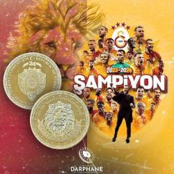 GALATASARAY 24.ŞAMPİYONLUK GÜMÜŞ ÜZERİ ALTIN KAPLAMA HATIRA PARASI - KUTULU (SERTİFİKALI) ÇİL