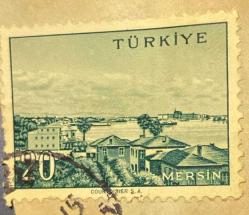 Mektup Zarfından Kesilmiş  / Postadan Geçmiş Pul Filateli - Damgalı - MERSİN, 20 PARA - Türkiye Cumhuriyeti - Turkish stamp - NOSTALJİK DOĞUM GÜNÜ HEDİYESİ