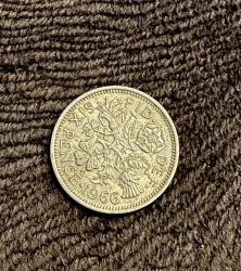 LOT.17 » 1966 ingiltere elizabeth six pence madeni para ÇT