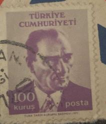 Mektup Zarfından Kesilmiş  / Postadan Geçmiş Pul Filateli - Damgalı - ATATÜRK, 100 KURUŞ- Türkiye Cumhuriyeti - Turkish Stamp -NOSTALJİK DOĞUM GÜNÜ HEDİYESİ