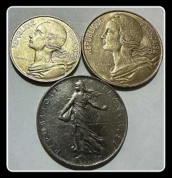 1976 / 1977 / 1977 - 10 - 20 Centimes / 1 Frank FRANSA 3’lü Takım (YBMF67) KM#929/KM#930/KM#925