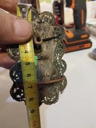 Kemer Tokası,  Antika Osmanlı Dönemi Düşük Ayar Gümüş Telkari Kemer Tokası. 5 x 9 cm.
